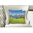 thumbnail image 4 of Ambesonne Mountain Throw Pillow Cover 2 Pack, Alps with Meadow Flora, 24", Green Blue, 4 of 6