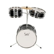 Glarry 13" 3pcs Drum Set with Sticks, Pedal,Stool, Wrench, Cymbal, Black