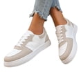 thumbnail image 2 of LTTVQM Women‘s Fashion Sneakers Leather Casual Lace-Up Platform Non-Slip Shoes Slip On Cushion Comfort Walking Sneakers Khaki 36(US-5.5), 2 of 5