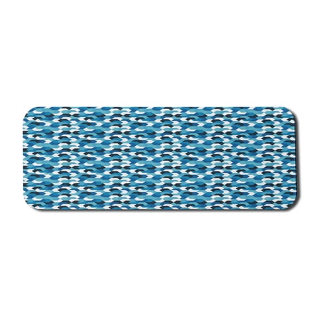 Abstract Computer Mouse Pad  Vintage Layout of Mid Century Modern Rhythmic Motifs in Monochrome  Rectangle Non-Slip Rubber Mousepad Large  31  x 12  Gaming Size  Seafoam Blue and White  by Ambesonne