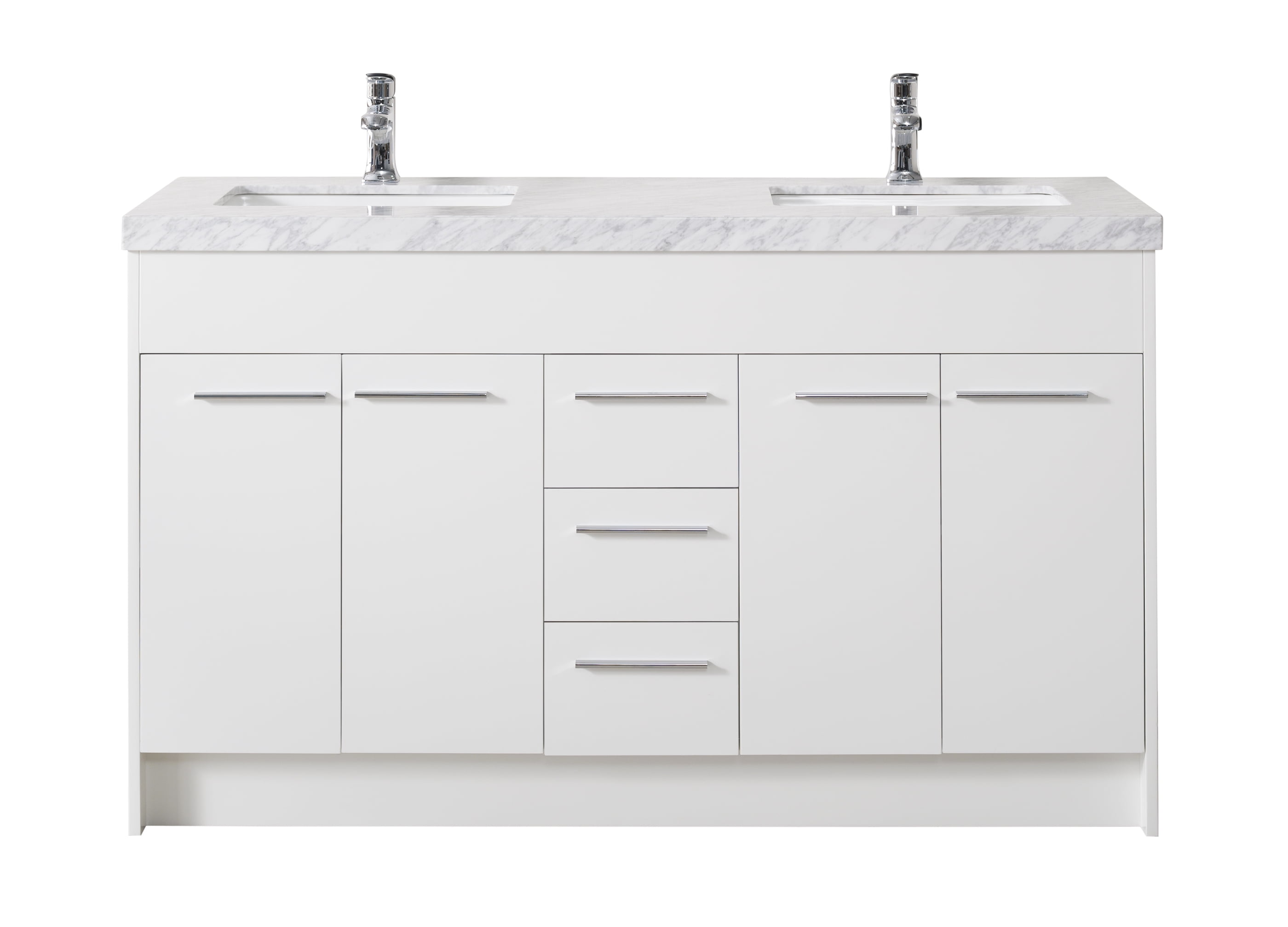 Stufurhome Lotus 60 Inch White Double Sink Bathroom Vanity with 