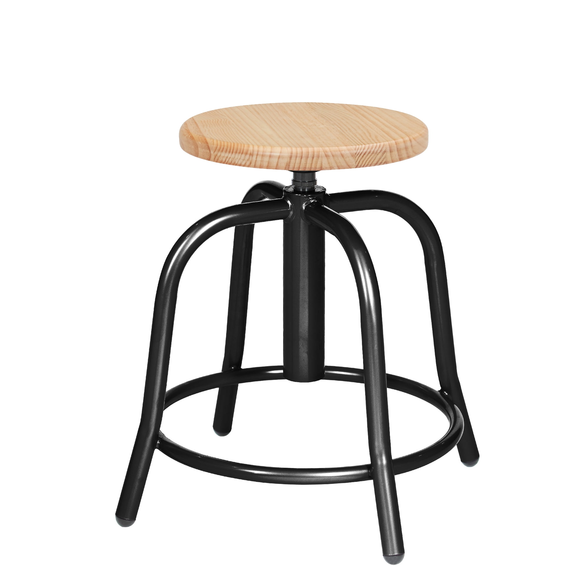 Hampden Furnishings Vince Collection Swivel Stool with Wood Seat, Black Frame