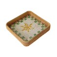 thumbnail image 1 of Cesta de mimbre rectangular para fruta, bandeja para servir y pan, decoración de mesa para 20x20x4cm, 1 of 9