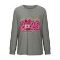 thumbnail image 5 of Happy -Year Shirts for Women Fashion 2026 Letter Print Graphic Long Sleeve Crewneck Casual Loose Tops (S, Gray), 5 of 7