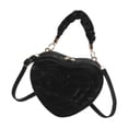 thumbnail image 4 of Bolso bandolera informal con forma de corazón, de poliuretano, moderno y casual, para chicas, señoras y mujeres. Negro, 4 of 9
