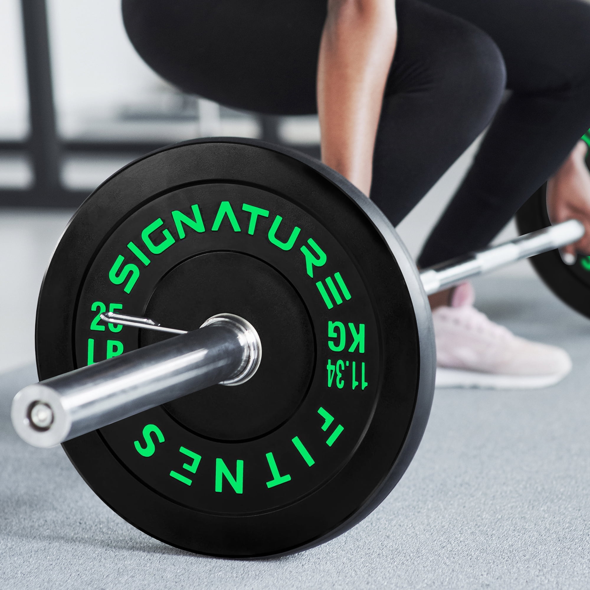 BalanceFrom 5FT Barbell Set with Color Letter Rubber Bumper Plates & Small Hub – Includes Pairs of 25LB, 35LB, 45LB, 55LB, Available in 120LB, 210LB, or 320LB Sets