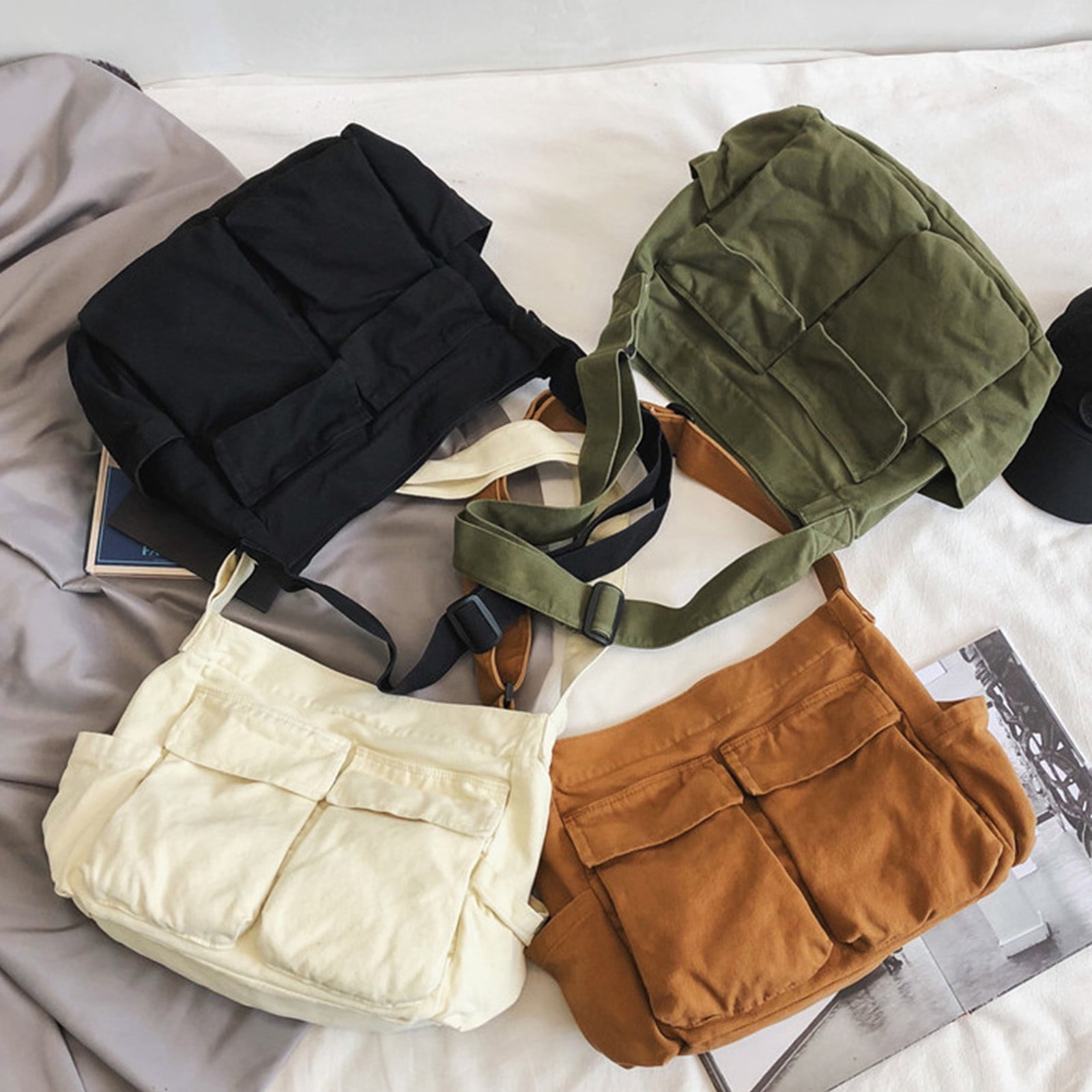 Large Crossbody Bags for Women, Black Men Sling Bag Messenger Bag, Medium Work Shoulder Purse Phone Pouch Bag Side Crossover Handbag with Adjustable Strap for Workout Running Traveling Hiking