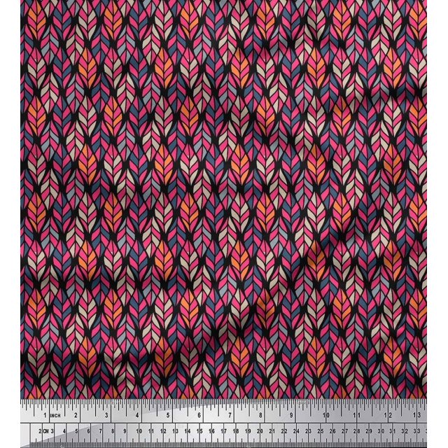 Soimoi Velvet Fabric Leaves Small Print Fabric by The Yard 58 Inch Wide