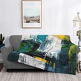 thumbnail image 2 of Rateoe Abstract Brushstrokes Green Blue Pattern Flannel Throw Blanket, Ultra-soft Blanket for Bed, Couch, Car, Hypoallergenic Anti-pilling blanket-40"x30"(Horizontal), 2 of 6