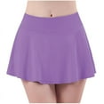 thumbnail image 5 of Sakmal Gym Skorts for Women Purple Tennis Ruffle Mini Solid Summer 3 Inch Inseam Skorts, 5 of 5