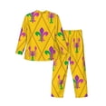thumbnail image 2 of Bingfone Men'S Pajama Set 2 Piece Loungewear Pjs, Long Sleeve With Pajama Pants-Mardi Gras Crayfish And Fleur De Lis, 2 of 9