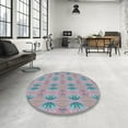 thumbnail image 4 of Ahgly Company Machine Washable Indoor Square Transitional Light Steel Blue Area Rugs, 5' Square, 4 of 7