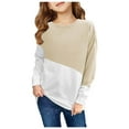 thumbnail image 2 of piuwrlz Long Sleeve Sweaters for Girls Boys Printed Sweatshirt Round Neck Without a Hat Hoodie Khaki Size 7 Years, 2 of 4