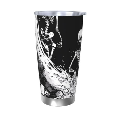 

Logiee Skeleton Wave Artwork Print 20OZ Car Cup with Lid Stainless Steel Vacuum Insulated Double Wall Travel Tumbler Durable Insulated Coffee Mug Thermal Cup with Straw-Without Straw
