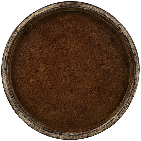 QUMIIRITY 1Pack Dark Brown Round Tinplate Fruit Plate For Appetizer And Salad Platter