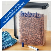 Mainstays Large Plastic Bulk Food Storage Canister with Lid and Handle, Pantry Organizer Container for Cereal and Dry Food Storage, 46 Cup Capacity, Dark Gray Lid, 11.55 x 7.8 x 13.25