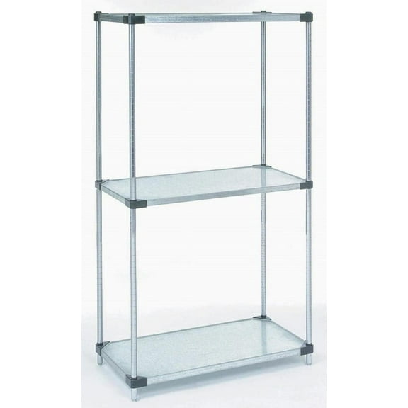 21" Deep x 60" Wide x 86" High 3 Tier Solid Galvanized Starter Shelving Unit