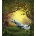 thumbnail image 3 of Unicorn Duvet Cover Set, Enchanted Forest Fantasy Willow Trees Wildflowers Woodland Animal Folklore, Decorative 2 Piece Bedding Set with 1 Pillow Shams, Twin Size, Green White, by Ambesonne, 3 of 3