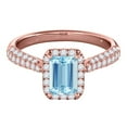 thumbnail image 2 of Rings for Women 3.46 Carat Diamond and Emerald Shaped Aqumarine Pave 10K Rose Gold, 2 of 5