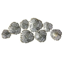 Nearly Natural 5' x 2' Floating Metal Floral Decorative Wall Art, Silver