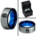 thumbnail image 4 of Tungsten Yin Yang Couple Child Band Ring 8mm Men Women Comfort Fit Blue Flat Cut Brushed Gray Polished, 4 of 4