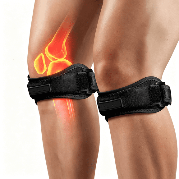 XIRQI 2 Pack Patella Tendon Knee Straps, Knee Brace for Women & Men with Extra Straps, Patella Bands for Pain Relief, Osgood Schlatter, Jumper’S Knee, Tendonitis, Running, Volleyball