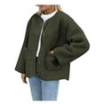 thumbnail image 2 of Women'S Winter Coats Long Sleeve Button Up Fuzzy Fleece Jackets Outerwear Fall Fashion Clothes Army Green S, 2 of 9
