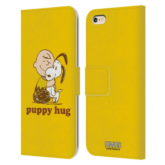 Head Case Designs Officially Licensed Peanuts Snoopy Hug Charlie Puppy Hug Leather Book Wallet Case Cover Compatible with Apple iPhone 6 Plus / iPhone 6s Plus