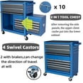 thumbnail image 2 of AIRAJ 42" 8-Drawer Rolling Tool Chest, Premium Blue Heavy Duty Tool Cabinet with Locking Wheels, 550lbs Capacity Modern Storage System, Removable Lid & 10 Hooks for Workshop & Studio, 2 of 6