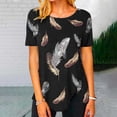 thumbnail image 1 of zanvin Hauts d'Été pour Femmes Mode Décontractée Col Rond Blouse à Imprimé Manches Courtes T-Shirt à Boutons Latéraux, Noir, 1 of 4
