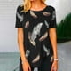 thumbnail image 1 of Fiudx Ofertas Del Día Moda Mujer Casual Cuello Redondo Impresión Blusa Manga Corta Camiseta Verano Tops, 1 of 4