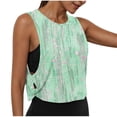 thumbnail image 3 of lcziwo Tank Tops for Women Print Wide Strap Lightweight Camisole Summer Casual Athletic Open Side Crop Undershirt Green L, 3 of 9