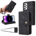 thumbnail image 1 of for Samsung Galaxy A52 4G/5G Wallet Case, [Card Slots] PU Leather ID Credit Holder Folio Flip Kickstand Magnetic Clasp Phone Cover & Lanyard & Shoulder Strap for Galaxy A52, Black, 1 of 6