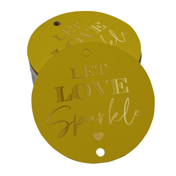 Inkdotpot Pack Of 50 Let Love Sparkle Wedding Favor Paper Tags Craft Real Gold Foil Hang Tags