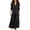 Black, variant on Womens Faux Denim Maxi Dresses Long Sleeve Collared Button Front Patchwork Ruffled Long Dress with Pocket