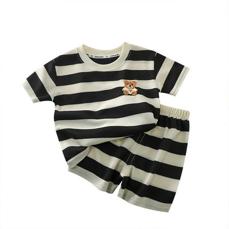 

UPPADA Summer Savings Infant Girls Clothes Stripes Print Short Sleeve Shirts Baby Boy Clothes Summer Cute 2 Piece Set Toddler Romper 2t Baby Girl Outfits 3-6 Months