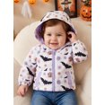 thumbnail image 5 of RUINIXCW Toddler Girl Halloween Jacket Pumpkin Ghost/Flower Bat Print Hooded Long Sleeve Coat Zipper Outerwear, 5 of 9