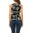 thumbnail image 4 of INSPIRE CHIC Women's Summer Tops Sleeveless V Neckline Wrap Tie Waist Tops L Black White-Floral, 4 of 7