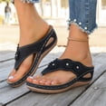 thumbnail image 4 of Wide Sandals for Women,Summer Sandals for Women 2026, Womens Sandals with Arch Support Dressy Comfortable Wedge Sandal Open Toe Wide Width Spring Shoes Casual Boho Beach Vacation Flip Flops,Black,8.5, 4 of 7