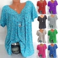 thumbnail image 4 of Summer Womens Short Sleeve Plus Size Tops Boho Print V Neck T Shirts Loose Fit Tunic Tees Casual Soft Comfy Pullover, 4 of 5