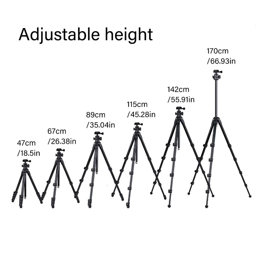 Adjustable Camera Tripod Aluminum Alloy Construction For Live Streaming Photography With Rotatable Head