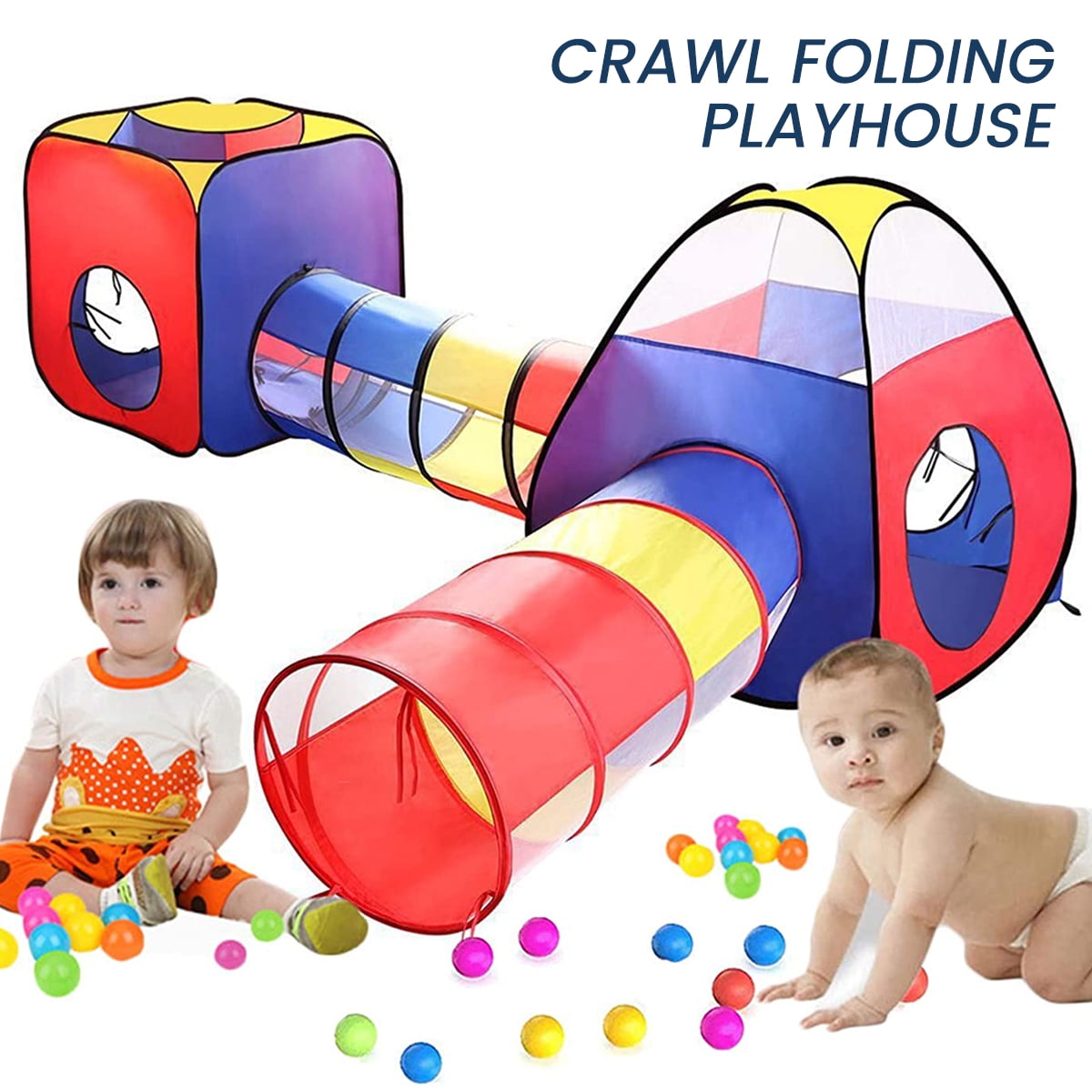 Willstar 4 in 1 Play Tent Tunnel Set Children Baby Play House Ball Pit