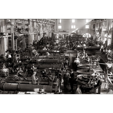 24"x36" Gallery Poster, Torpedo shop at the Navy Yard in Washington, D.C. The Navy Yard is a National Historic Landmark. 1917