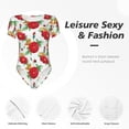 thumbnail image 6 of Uemuo Rose Flowers Pattern Women's One Piece Short Sleeve Swimsuit Rash Guard Surfing Modest Quick-drying Swimsuit Beach Essentials-XX-Large, 6 of 9