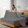 thumbnail image 3 of 100% Cotton Percale Single Flat Bedsheet Cool & Crisp Twin Dark Gray by Color Sense, 3 of 13