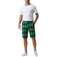 thumbnail image 2 of INSPIRE CHIC Argyle Shorts for Men's Regular Fit Flat Front Contrasting Colors Patterned Shorts 30 Green Black, 2 of 5
