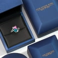 thumbnail image 5 of Gem Stone King 925 Sterling Silver Pink Mystic Topaz London Blue Topaz and White Diamond Ring for Women (1.93 Cttw, Heart Shape 6MM, Gemstone Birthstone, Size 7), 5 of 6
