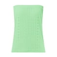 thumbnail image 5 of Otntypg Women's Crochet Tube Tops Cute Summer Solid Color Bandeau Tank Casual Strapless Blouse Off The Shoulder Tunic Shirts Sky Blue#02 XL, 5 of 6