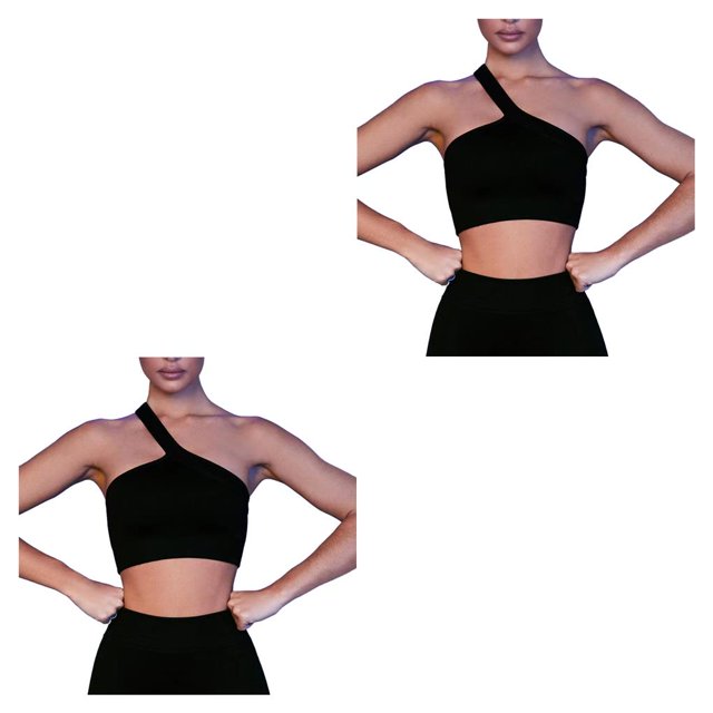 Toystoory 2 Pieces Exercise Outfits Skin Friendly One Proof Tops Sweat Fitness Shorts Shoulder Crop Breathable Set Shockproof with Gym Sujetador negro/S 2Conjunto