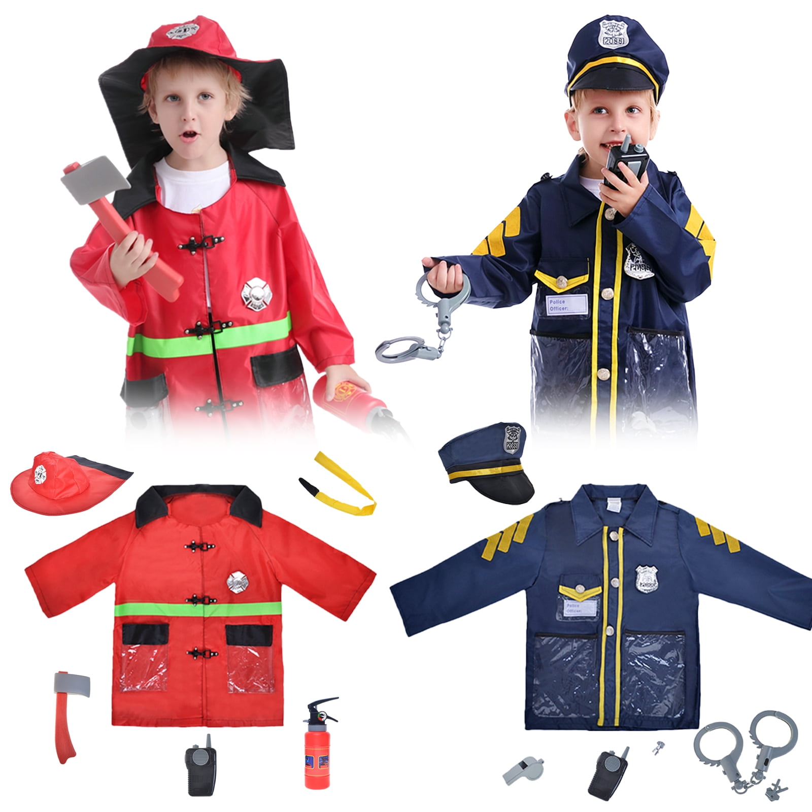 Toptie Firefighter & Police Pretend Play Set for Kids, Preschool Dress